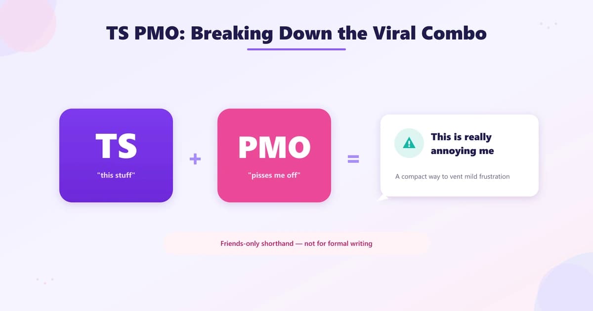 Decode of TS PMO showing this stuff plus pisses me off equals this is annoying